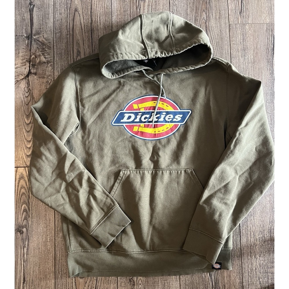 Dickies Men's Big Logo Pullover Hoodie Military Green Size M